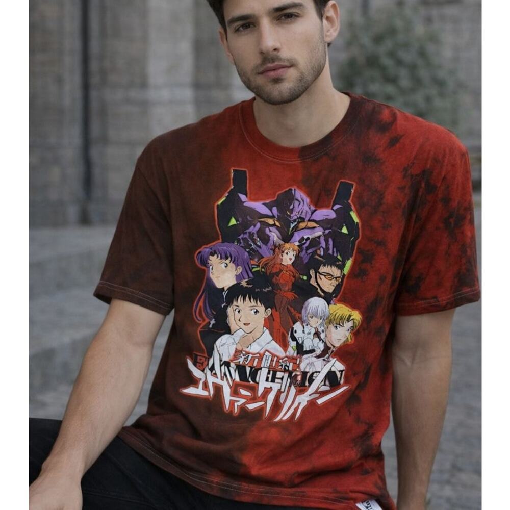 Neon Genesis Evangelion Graphic Tee L Anime Manga Red Black NWT